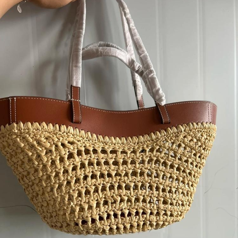 Women'S Raffia Bags - Sac de plage tissé creux de