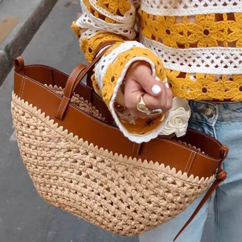 Sac de plage tissé creux de ma - Women'S Raffia Bags avis et prix