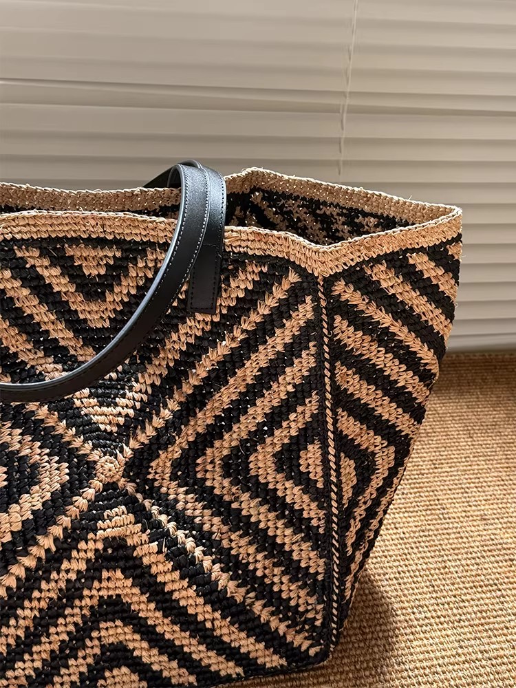 Grand sac fourre-tout en raphi - Women'S Raffia Bags avis et prix
