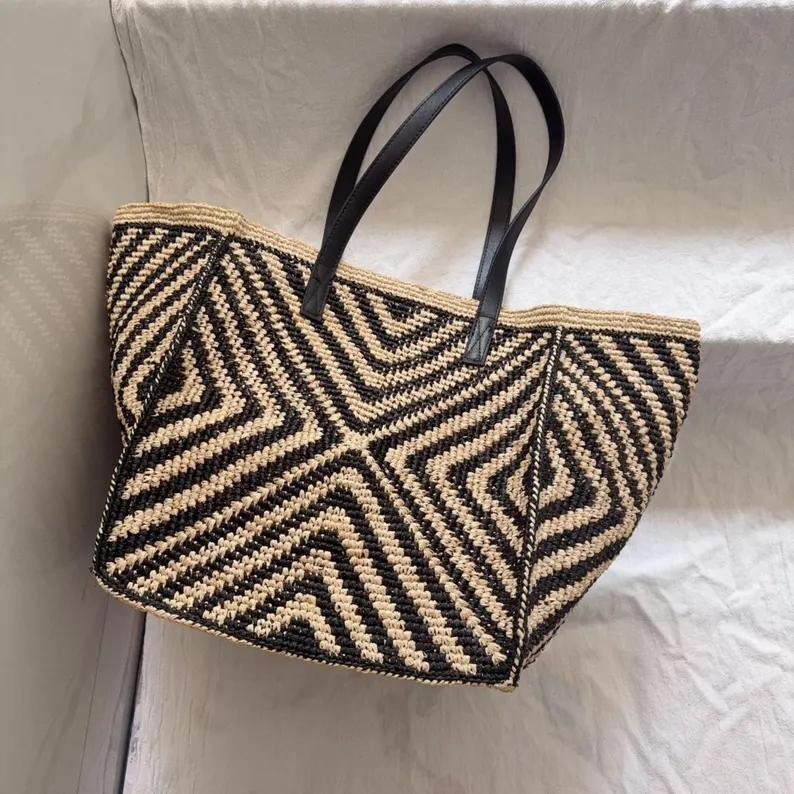Grand sac fourre-tout en raphi - Women'S Raffia Bags avis et prix