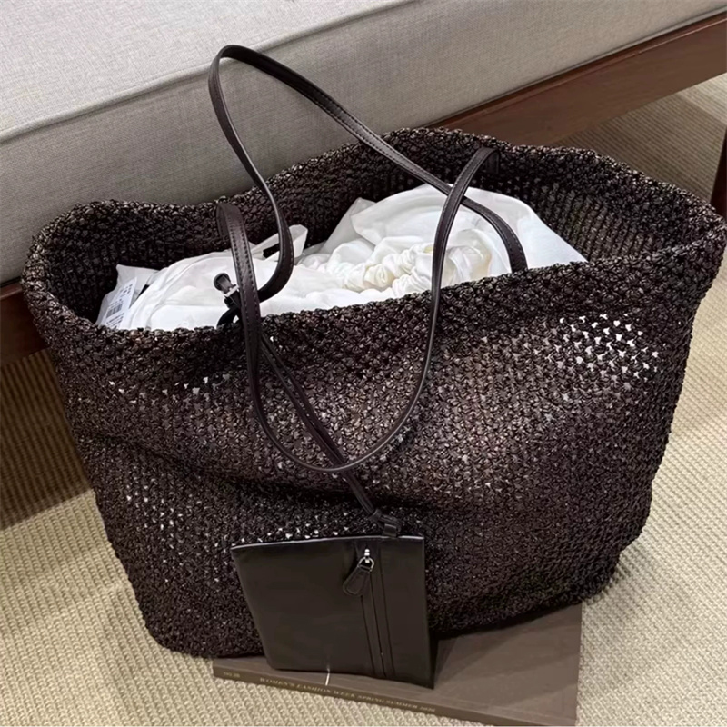 Nouveau sac fourre-tout de pla - Women'S Raffia Bags avis et prix